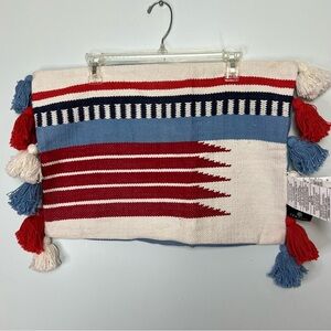 Newport Patriotic - Red, White & Blue - Cotton Pillow Cover with Tassels 19”X14”